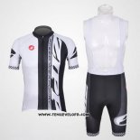 2011 Maillot Ciclismo Castelli Blanc et Noir Manches Courtes et Cuissard