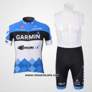 2012 Maillot Ciclismo Garmin Cervelo Blanc et Azur Manches Courtes et Cuissard