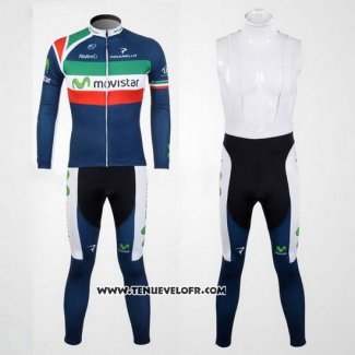 2012 Maillot Ciclismo Movistar Champion Italie Manches Longues et Cuissard