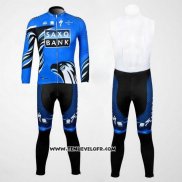 2012 Maillot Ciclismo Saxo Bank Bleu et Noir Manches Longues et Cuissard