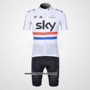 2012 Maillot Ciclismo Sky Champion Regno Unito Noir et Blanc Manches Courtes et Cuissard