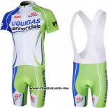 2013 Maillot Ciclismo Liquigas Cannondale Blanc et Vert Manches Courtes et Cuissard