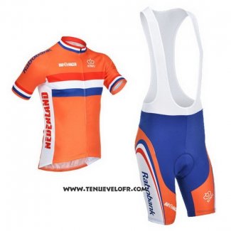 2013 Maillot Ciclismo Pays Bas Blanc et Orange Manches Courtes et Cuissard