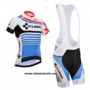 2014 Maillot Ciclismo Cube Bleu et Blanc Manches Courtes et Cuissard