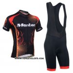 2014 Maillot Ciclismo Monton Rouge et Orange Manches Courtes et Cuissard