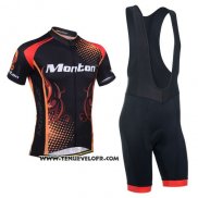 2014 Maillot Ciclismo Monton Rouge et Orange Manches Courtes et Cuissard