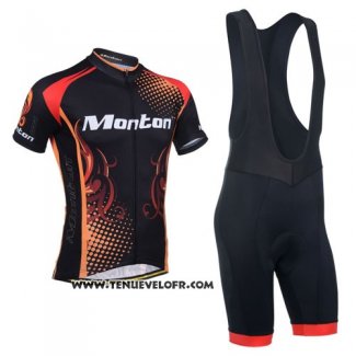 2014 Maillot Ciclismo Monton Rouge et Orange Manches Courtes et Cuissard