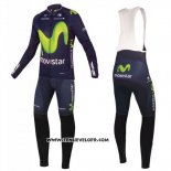 2016 Maillot Ciclismo Movistar Vert et Bleu Manches Longues et Cuissard