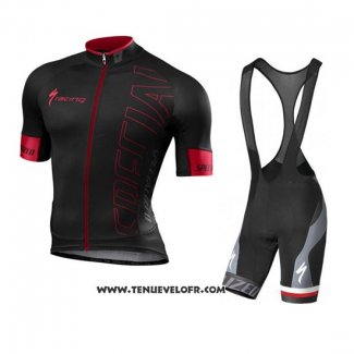 2016 Maillot Ciclismo Specialized Fonce Rouge et Noir Manches Courtes et Cuissard