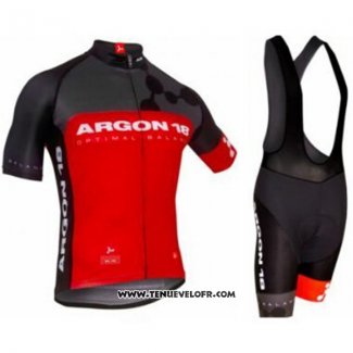 2017 Maillot Ciclismo Argon Rouge Manches Courtes et Cuissard