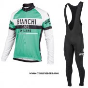 2017 Maillot Ciclismo Bianchi Milano Ml Vert Manches Longues et Cuissard