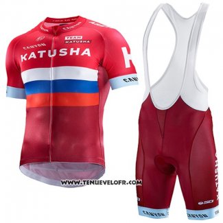 2017 Maillot Ciclismo Katusha Rouge et Blanc Manches Courtes et Cuissard