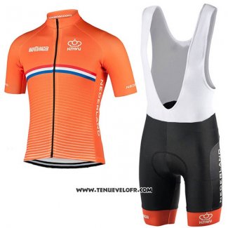 2017 Maillot Ciclismo Pays Bas Orange Manches Courtes et Cuissard