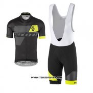 2017 Maillot Ciclismo Scott Jaune et Noir Manches Courtes et Cuissard