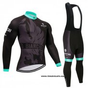 2018 Maillot Ciclismo Bianchi Noir et Bleu Manches Longues et Cuissard