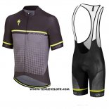 2018 Maillot Ciclismo Specialized Noir Gris Jaune Manches Courtes et Cuissard(1)