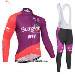 2019 Maillot Ciclismo Burgos BH Violet Rouge Manches Longues et Cuissard