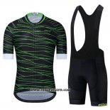 2019 Maillot Ciclismo Etixxl Noir Vert Manches Courtes et Cuissard