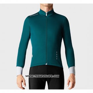 2019 Maillot Ciclismo La Passione Vert Blanc Manches Longues et Cuissard