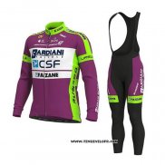 2020 Maillot Ciclismo Bardiani CSF Violet Blanc Manches Longues et Cuissard