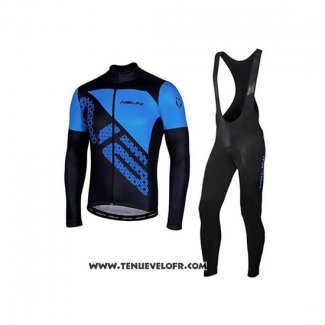 2020 Maillot Ciclismo Nalini Noir Bleu Manches Longues et Cuissard