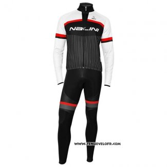 2020 Maillot Cyclisme Nalini Noir Blanc Rouge Manches Longues et Cuissard(1)