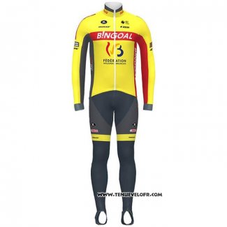 2020 Maillot Cyclisme Wallonie Bruxelles Jaune Rouge Manches Longues et Cuissard