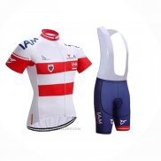 2023 Maillot Cyclisme IAM Blanc Rouge Bleu Manches Courtes et Cuissard