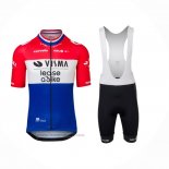 2024 Maillot Cyclisme Jumbo Visma Rouge Blanc Bleu Manches Courtes Et Cuissard