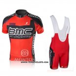 2010 Maillot Ciclismo BMC Rouge Manches Courtes et Cuissard