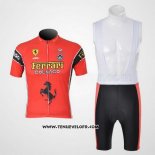 2010 Maillot Ciclismo Ferrari Noir et Rouge Manches Courtes et Cuissard