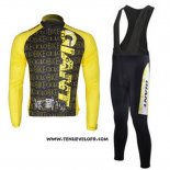 2010 Maillot Ciclismo Giant Noir et Jaune Manches Longues et Cuissard