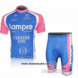 2010 Maillot Ciclismo Lampre Farnese Vini Rose et Bleu Clair Manches Courtes et Cuissard