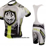 2010 Maillot Ciclismo Rock Racing Argent et Vert Manches Courtes et Cuissard