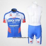 2011 Maillot Ciclismo Quick Step Floor Blanc et Azur Manches Courtes et Cuissard