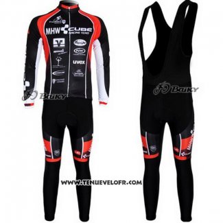 2012 Maillot Ciclismo Cube Noir et Rouge Manches Longues et Cuissard