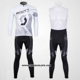 2012 Maillot Ciclismo Scott Blanc et Gris Manches Longues et Cuissard