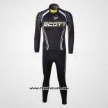 2012 Maillot Ciclismo Scott Noir et Blanc Manches Longues et Cuissard