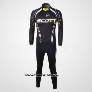 2012 Maillot Ciclismo Scott Noir et Blanc Manches Longues et Cuissard