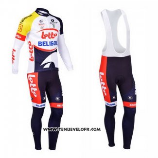 2013 Maillot Ciclismo Lotto Belisol Violet et Blanc Manches Longues et Cuissard