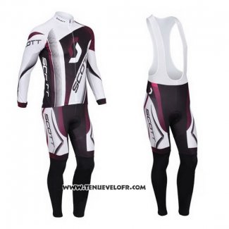 2013 Maillot Ciclismo Scott Blanc et Fuchsia Manches Longues et Cuissard