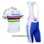 2013 Maillot Ciclismo UCI Mondo Champion Lider Rabobank Blanc Manches Courtes et Cuissard