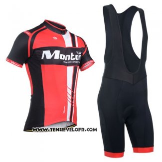 2014 Maillot Ciclismo Monton Noir et Rouge Manches Courtes et Cuissard