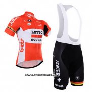 2015 Maillot Ciclismo Lotto Soudal Blanc Rouge Manches Courtes et Cuissard