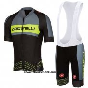 2016 Maillot Ciclismo Castelli Vert et Gris Manches Courtes et Cuissard