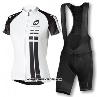 2016 Maillot Ciclismo Femme Assos Blanc et Noir Manches Courtes et Cuissard