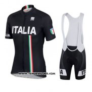 2016 Maillot Ciclismo Italie Noir Manches Courtes et Cuissard