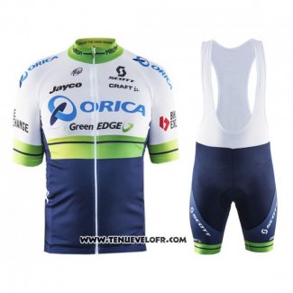 2016 Maillot Ciclismo Orica GreenEDGE Blanc et Bleu Manches Courtes et Cuissard