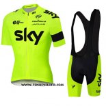 2016 Maillot Ciclismo Sky Jaune Manches Courtes et Cuissard