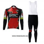 2017 Maillot Ciclismo BMC Rouge et Vert Manches Longues et Cuissard